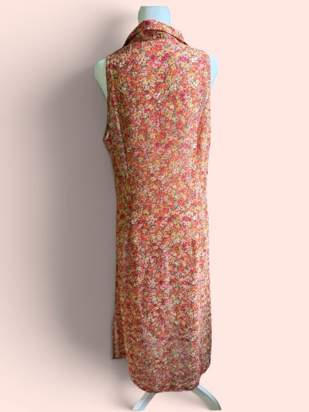 NWOT Victoria's Secret Sheer Floral Collared Sleeveless Maxi Dress - Large - Picture 2 of 13